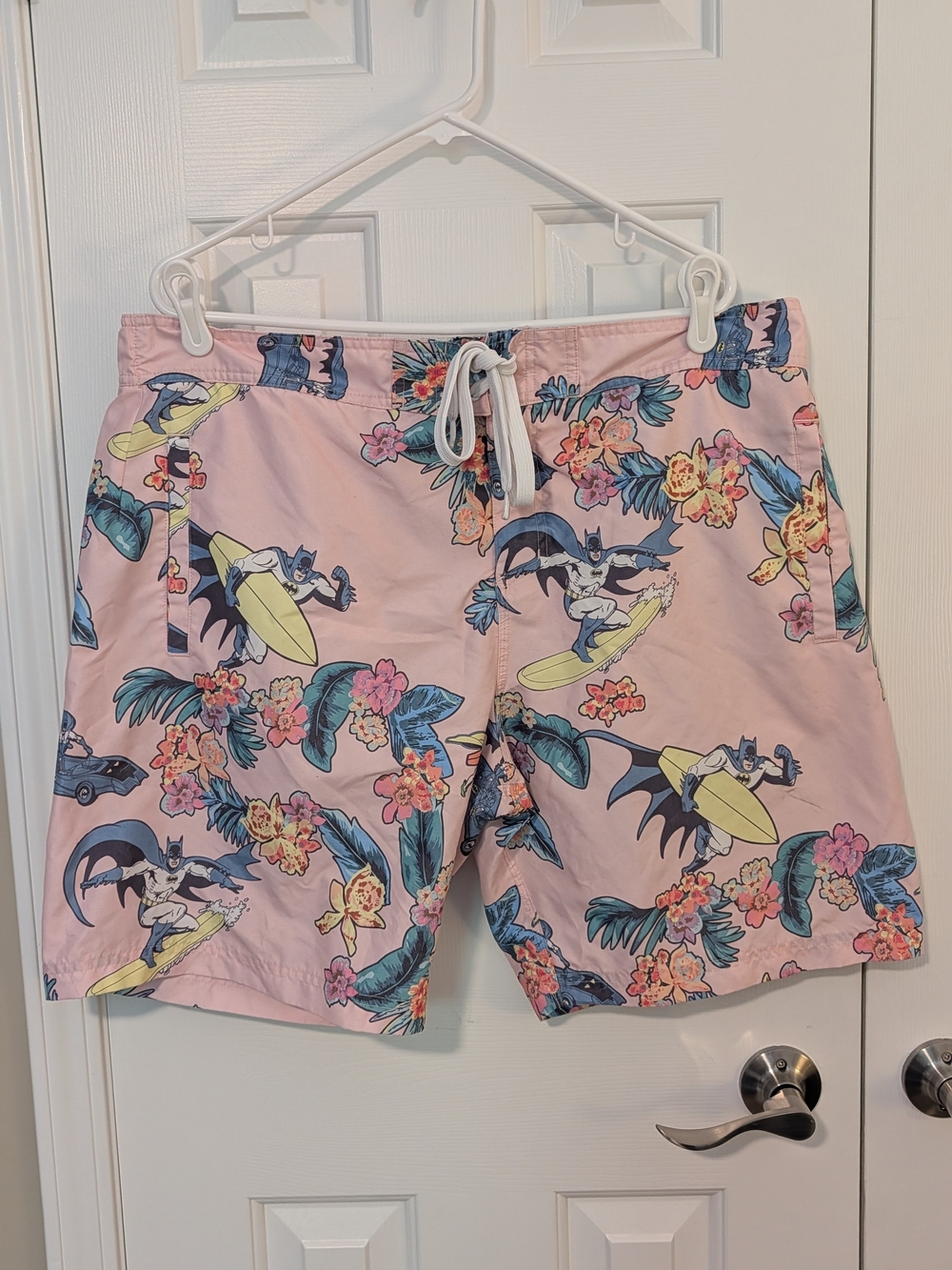Men's Pink Floral Surf Print Swim Trunks